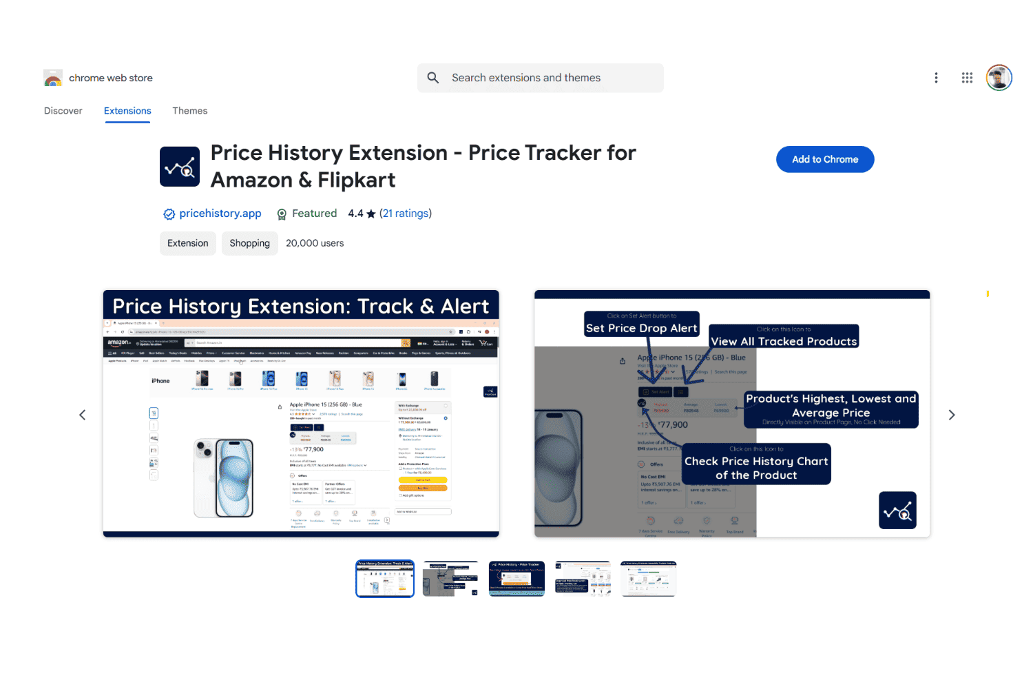 Pricehistory Chrome extension